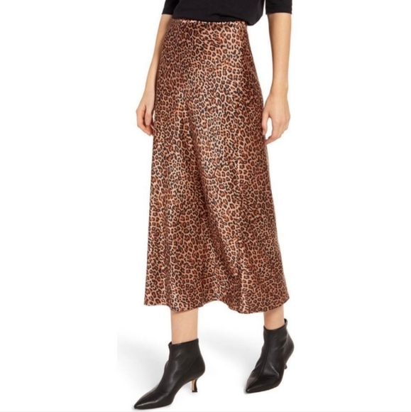 Something Navy Animal Print Midi Slip Skirt Size S - Picture 1 of 13